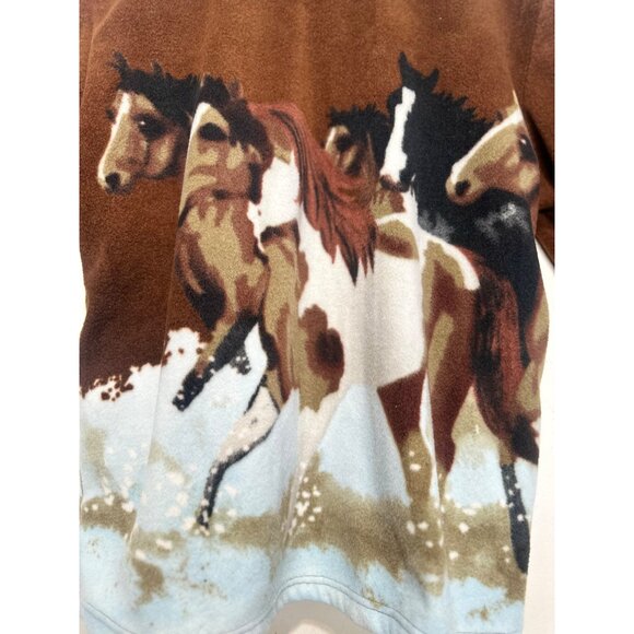 Kokopelli Horses Novelty Fleece Jacket Medium Full Zip Rodeo Cowgirl Cowboy Ranc - Picture 10 of 14